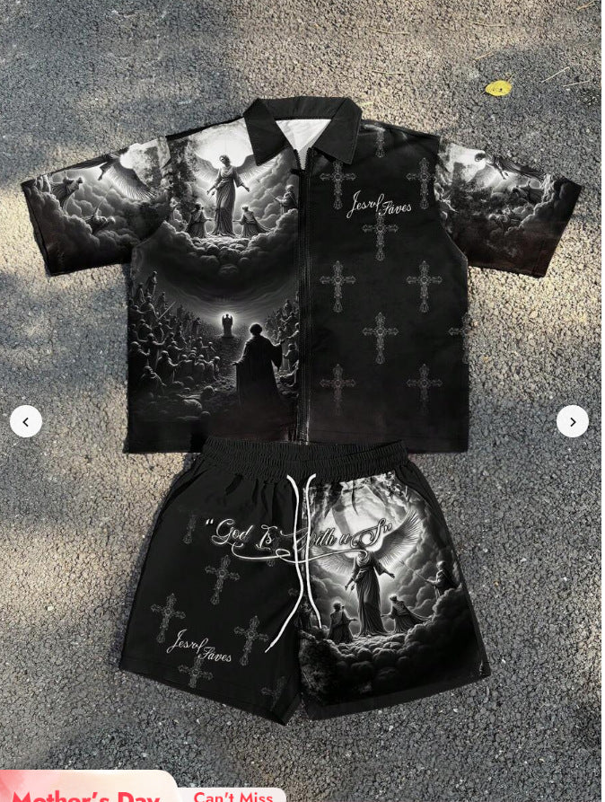 Ensemble de chemises Zip-Up Angel-Print