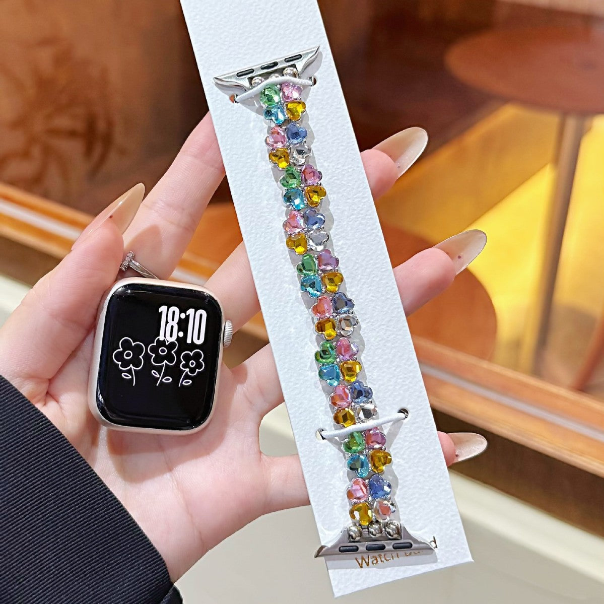 Lucky Four-leaf Clover Elastic Strap Single-row Diamond-studed Bracelet Chaîne de montre