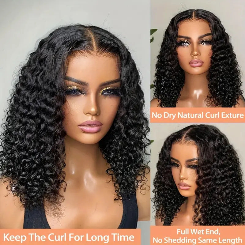 Cheveux humains devant Dentelle Bobo Double Drawn Water Wave BOB Perruque Commerce extérieur