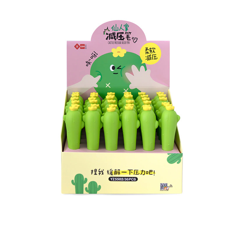 Stylo de décompression de dessin animé Cactus Gel Stylo de décompression créatif