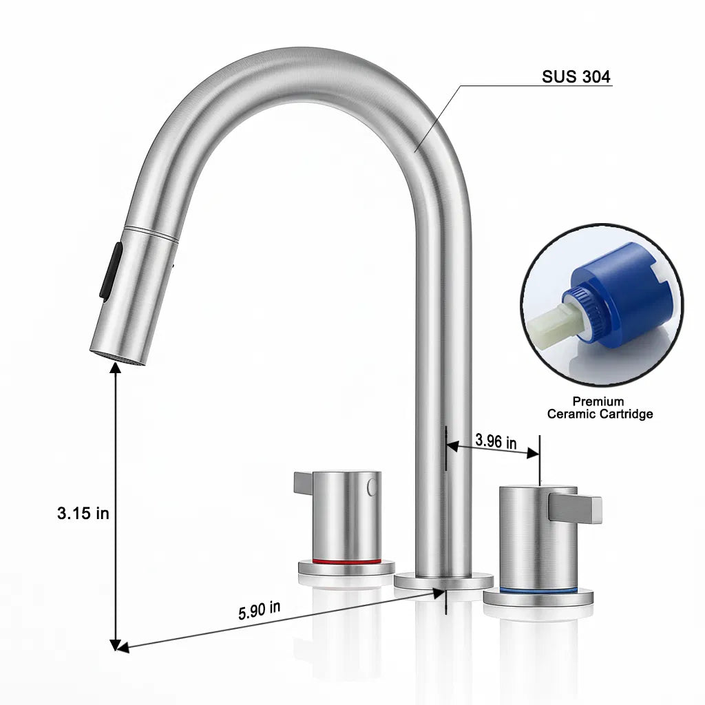 Robinet de lavoir large de 8 pouces