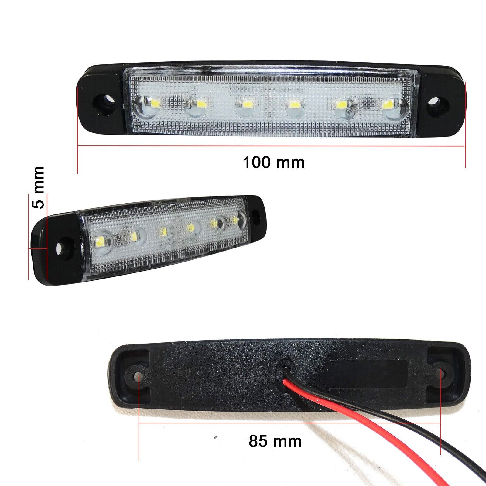 30 Pcs 12v 6 Led Blanc Jaune Rouge Marqueur Side Position Camion Remorque