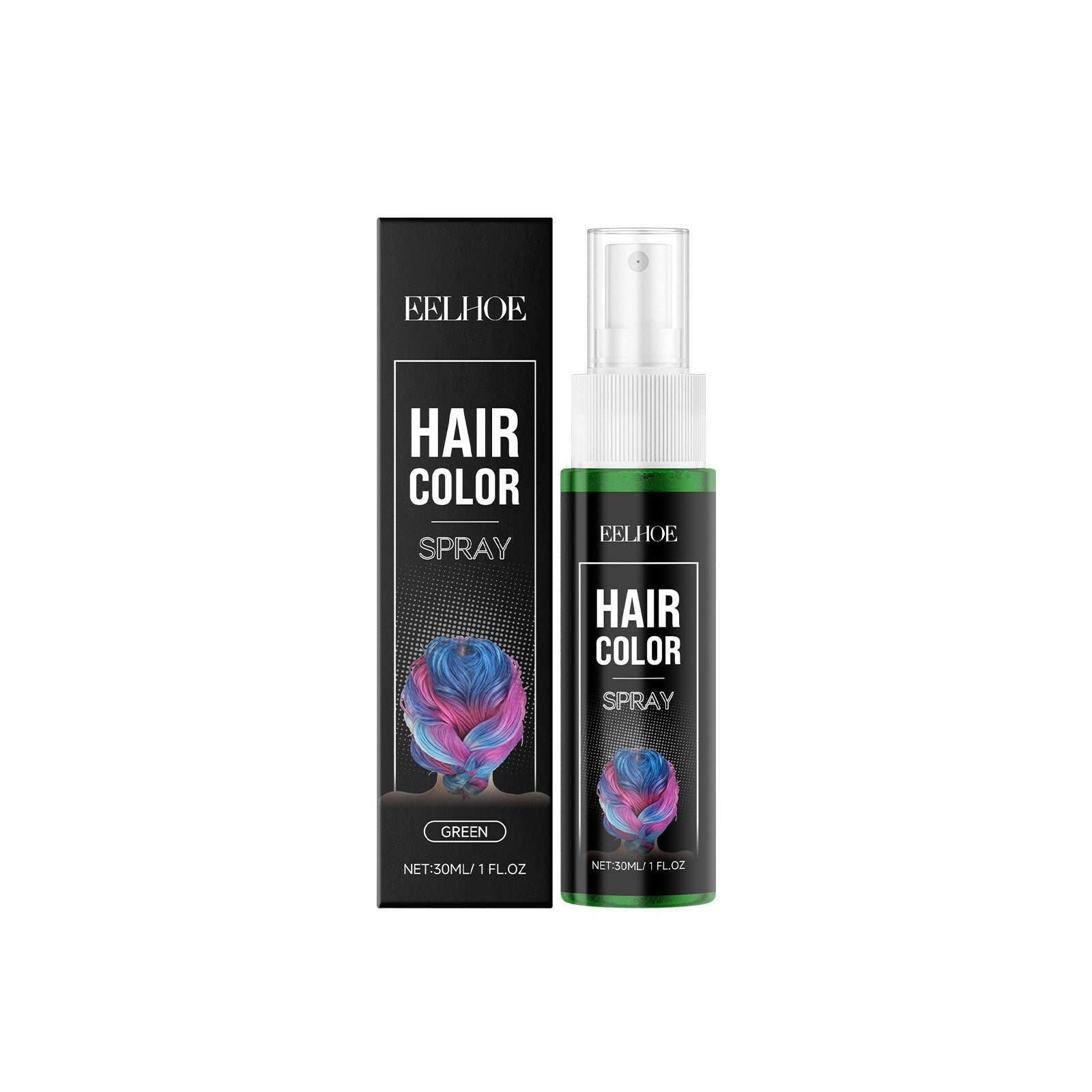Vaporisateur de cheveux temporaire vert pour un look élégant avec une couleur uniforme naturelle qui dure