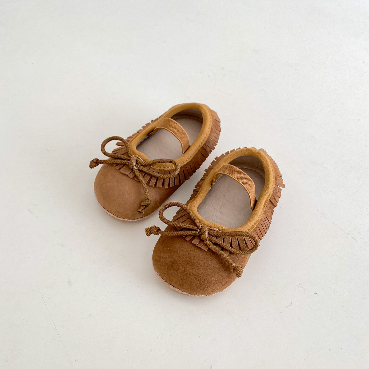 Printemps véritable en cuir bébé filles chaussures Big Bow couvert frange antidérapant résistant à l'usure doux