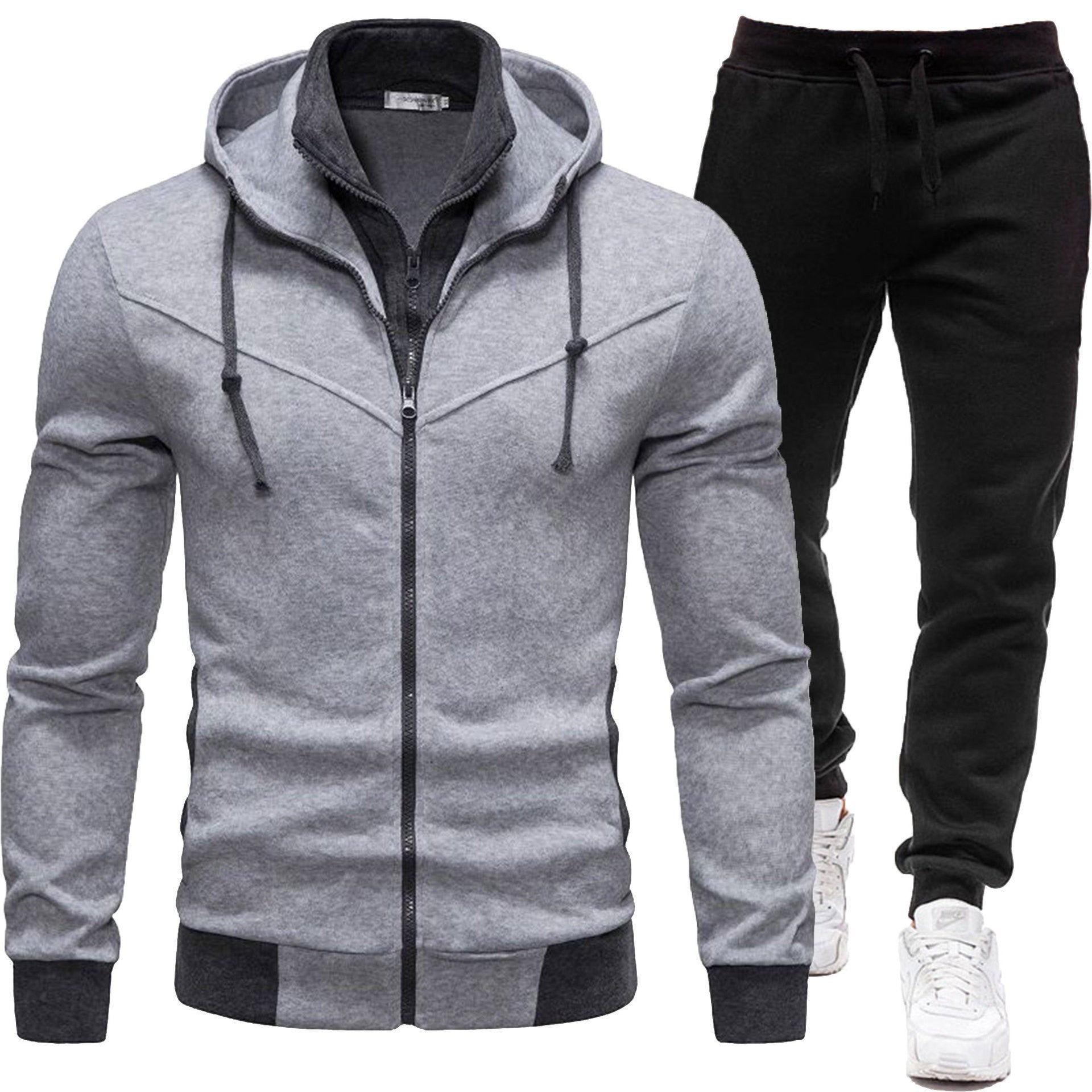 Veste de patchwork sport et pantalons à manches longues occasionnels