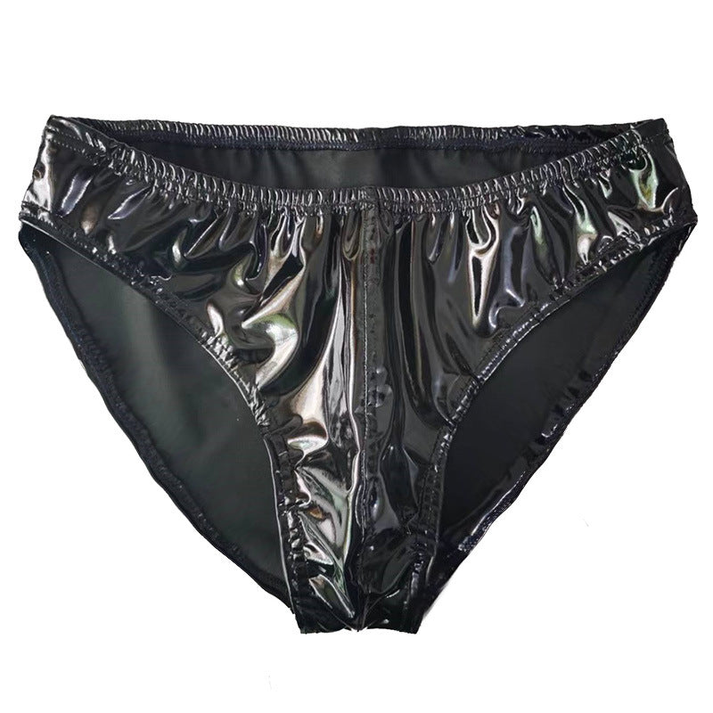 Sous-vêtements sexy en cuir anti-exposition PU brillant pour hommes