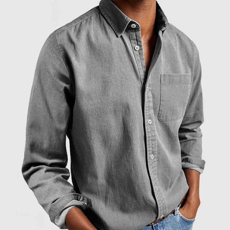 Amazon Commerce extérieur Europe et les États-Unis Lapel homme chemise de couleur solide hommes