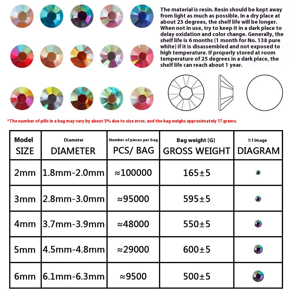 Resin Flat Magic Color Nail Strass-sticking Ornement fait à la main
