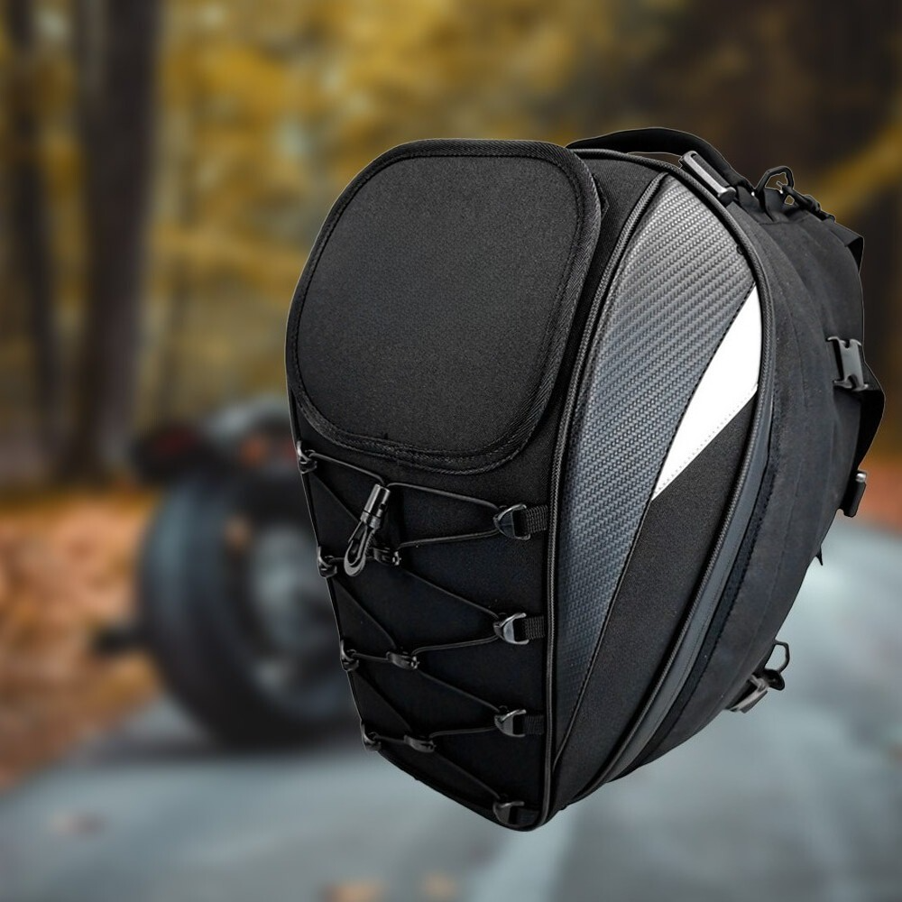 Siège arrière de moto Tail Bag Bagage de moto Sac à dos de rangement de casque gris