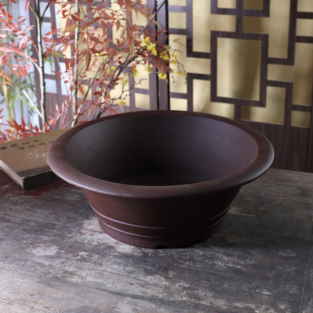 Double boucle de fil large bouche pot de fleurs en argile violet