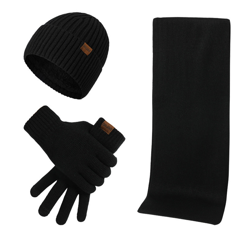 Écharpe de chapeau de tricot thermique et gants Ensemble de trois pièces