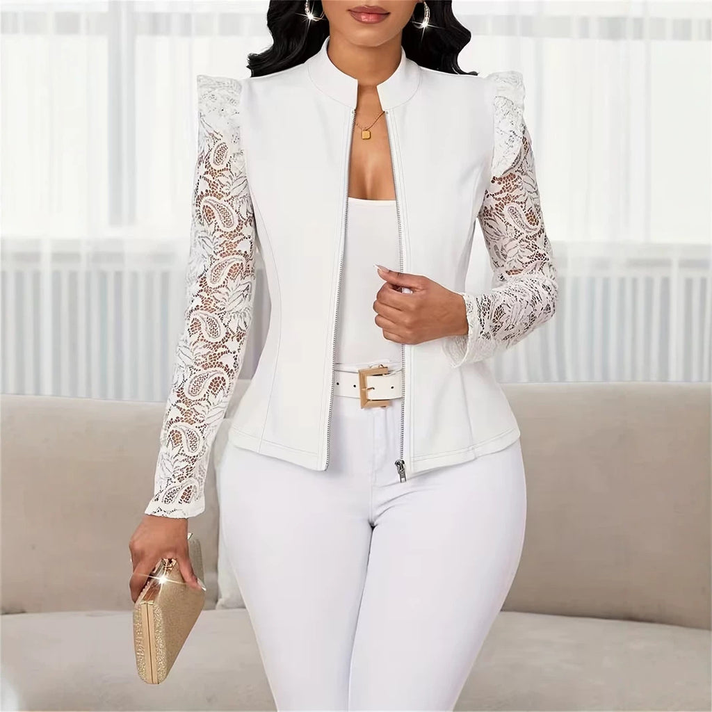 Blazer casual femme avec un collier d'équipage