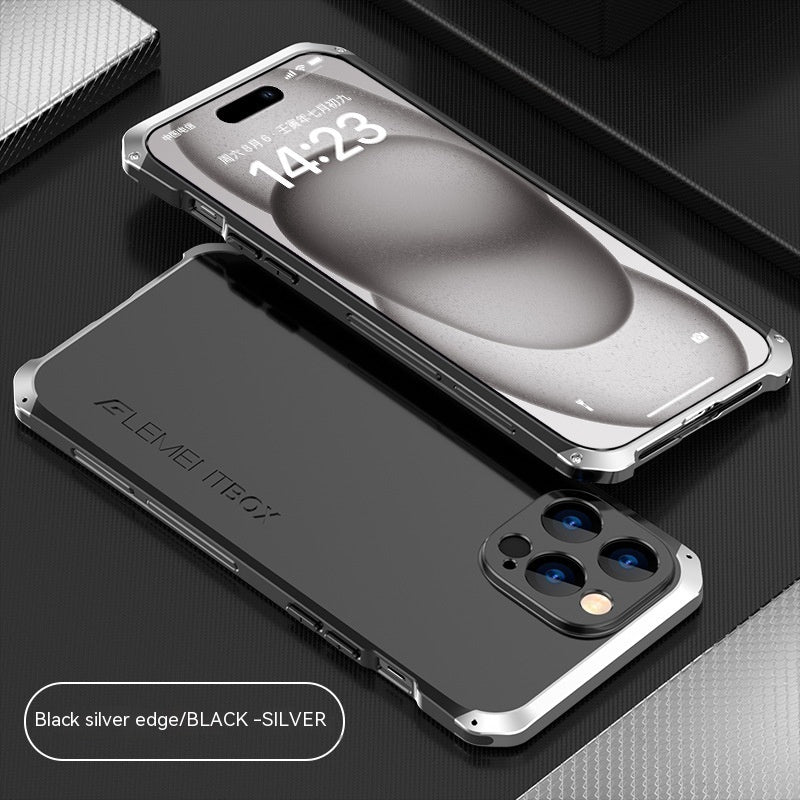 Couvercle de protection pour téléphone portable TPU Cadre métallique Trois sections