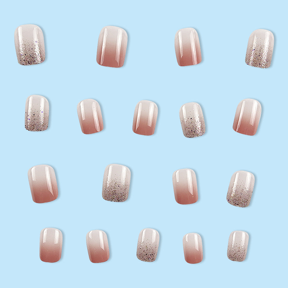 24 pièces de jelly en poudre transparente de glace carrée courte mode Glitter Nail Art S