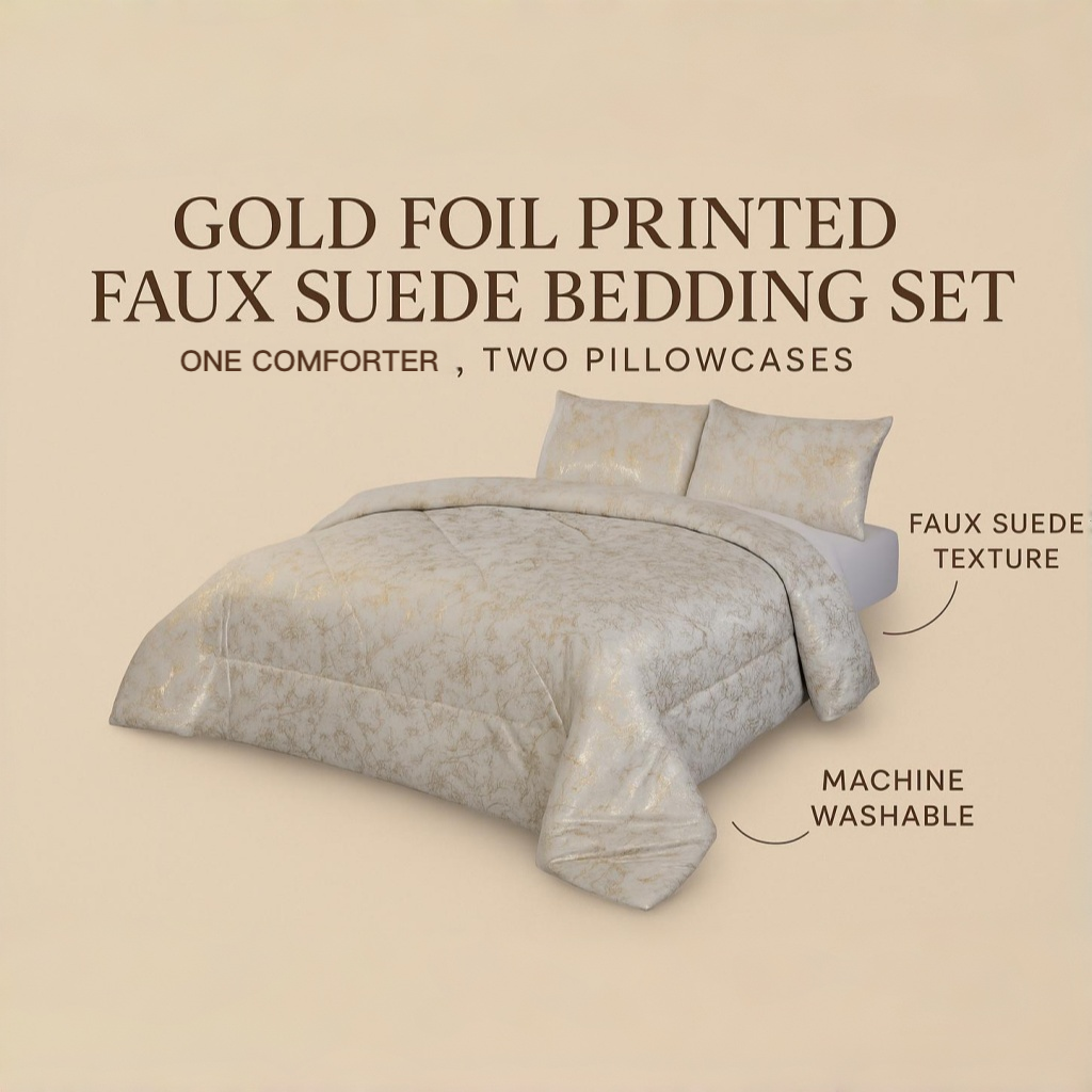 Set de confort de style métallisé 3 pièces pour la Reine Et Roi