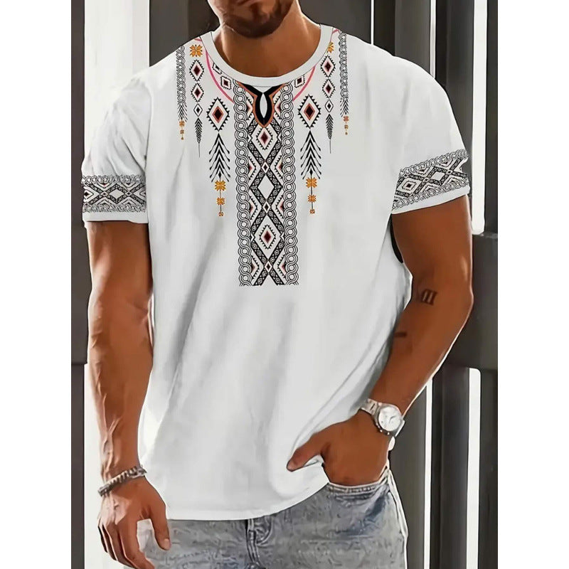 T-shirt homme à manches courtes Business Casual Series Impression numérique 3D