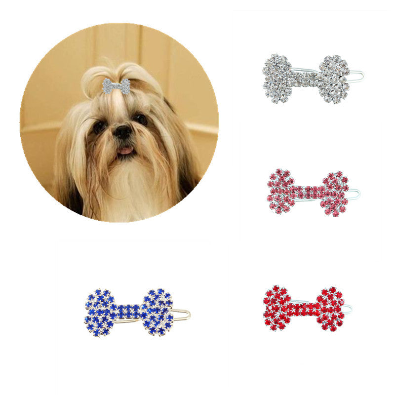 Animaux de compagnie Cat and Dog Ornament Diamond Dog Bone Barrettes