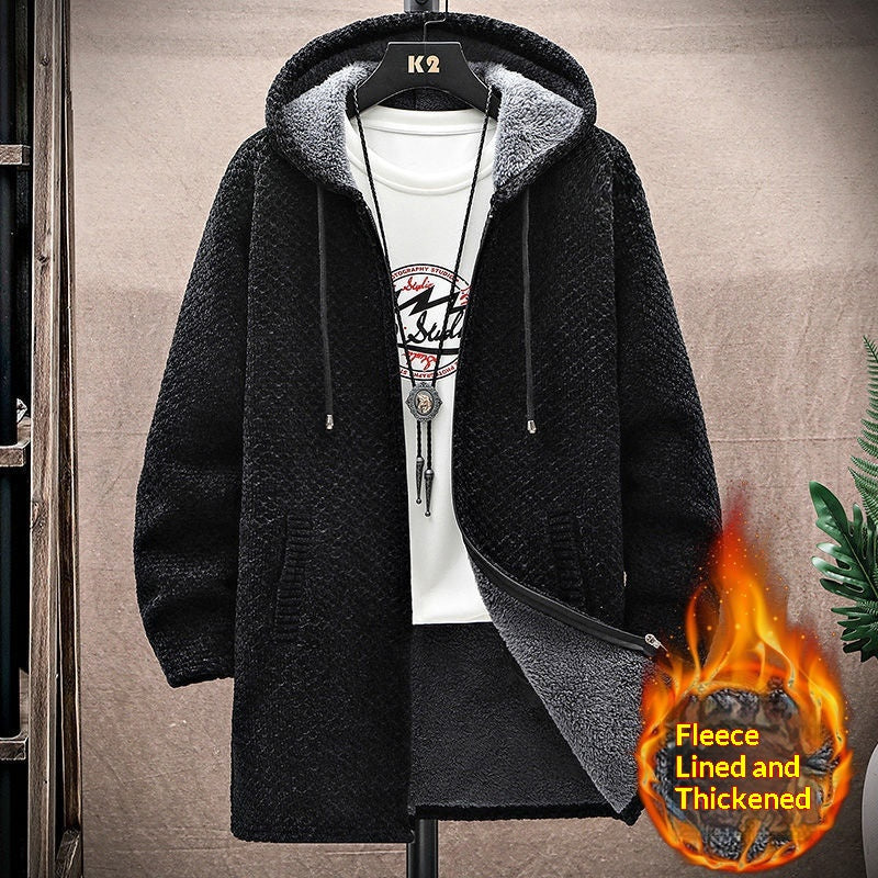 Men's Mid-Length Knitted Cardigan Coat Casual et polyvalent
