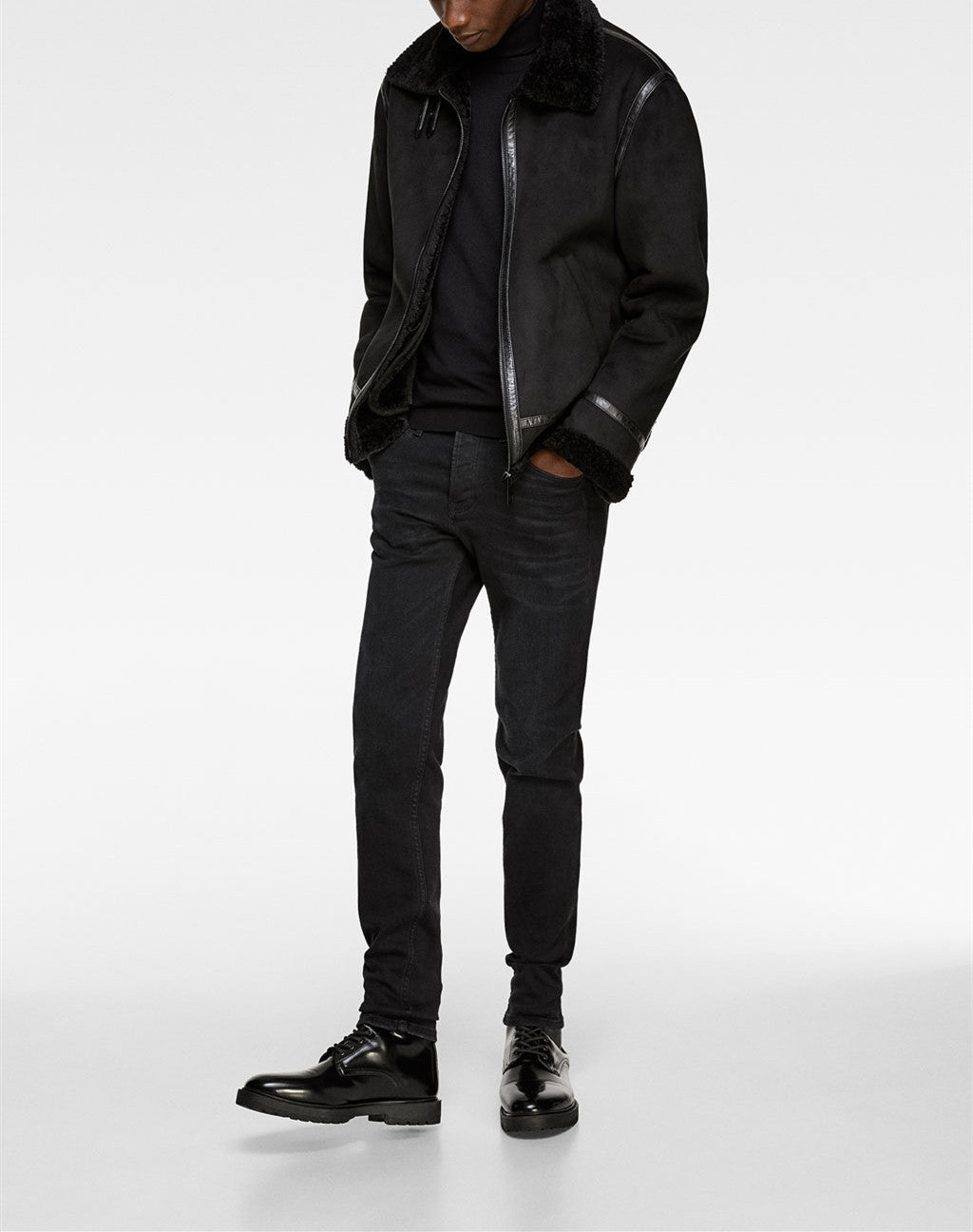 Veste en tissu Lapel Suede pour homme
