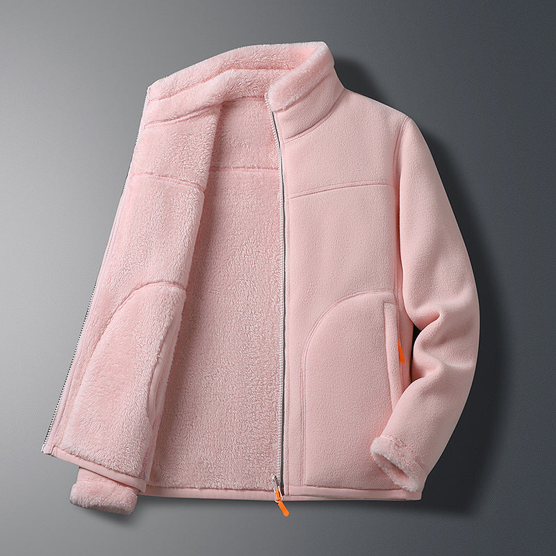 Veste polaire à deux faces en velours de corail à deux faces en polaire de style cachemire