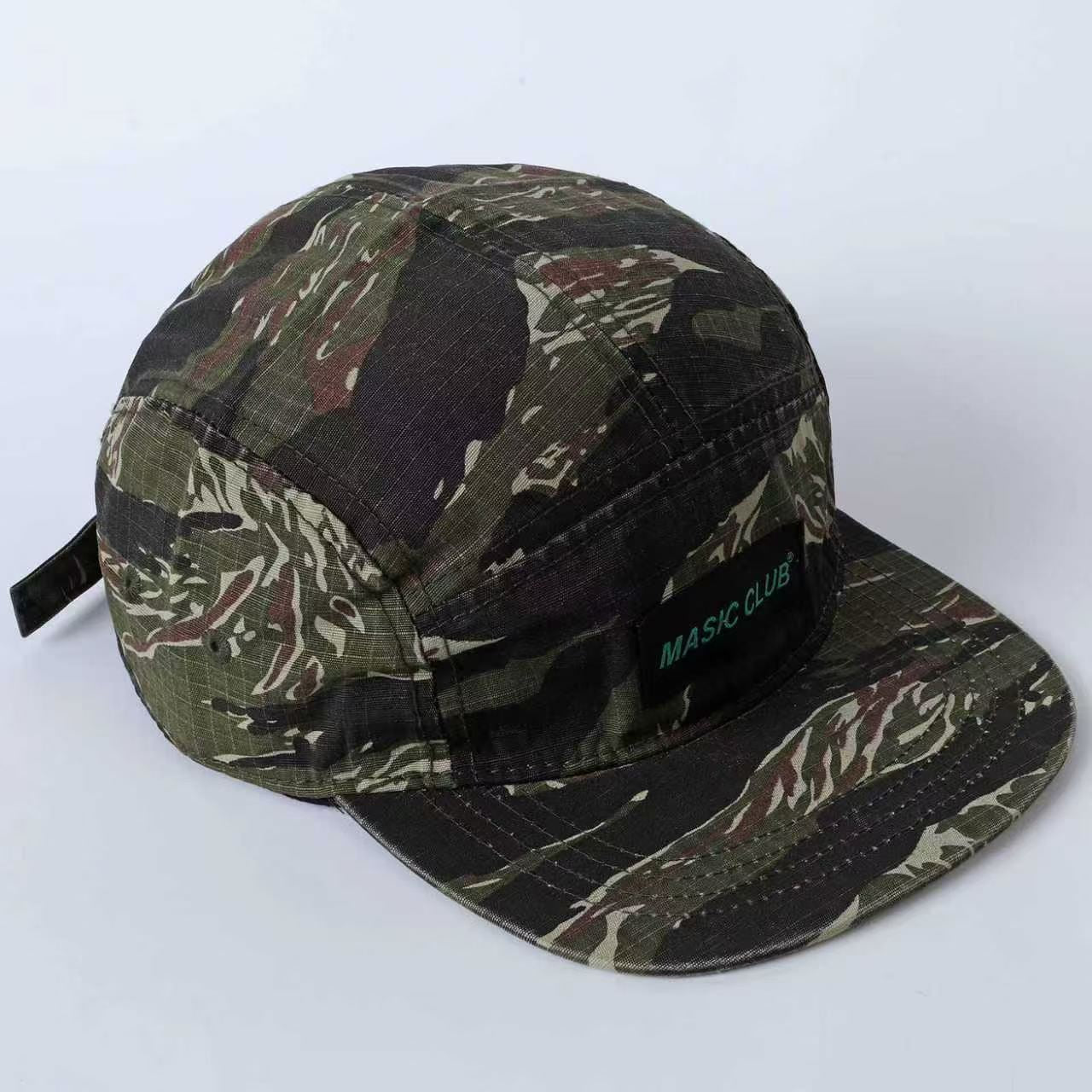 Logo de lettre de camouflage à carreaux Chapeau de camping à cinq panneaux - Plat à séchage rapide