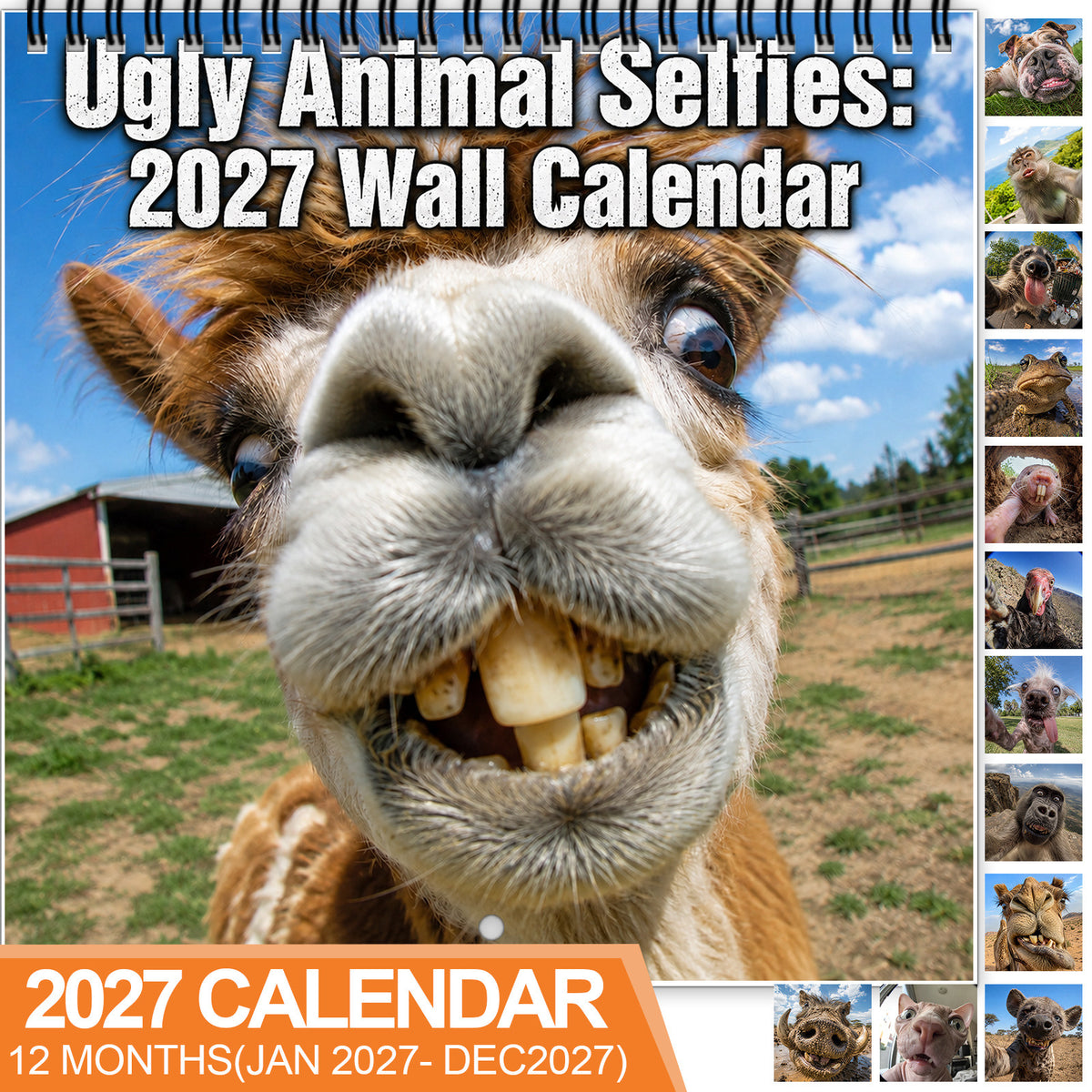 Calendrier mural de Selfie d'animaux mignon et bizarre