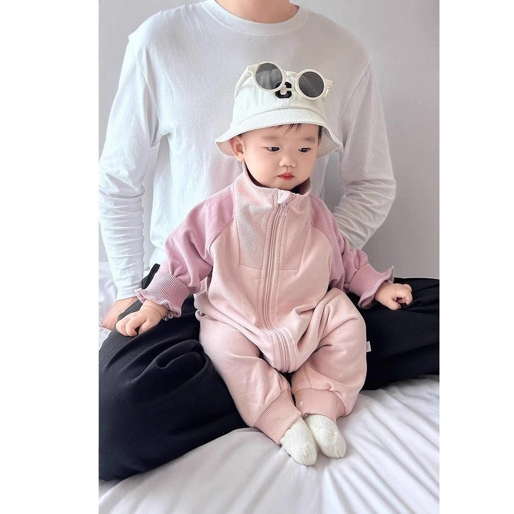 Style coréen Zippered C-Label à manches longues Onesie pour bébés