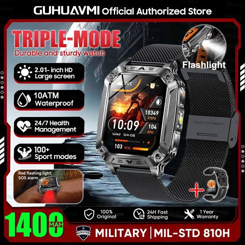 Batterie militaire 1400mAh montre intelligente avec lampe de poche LED