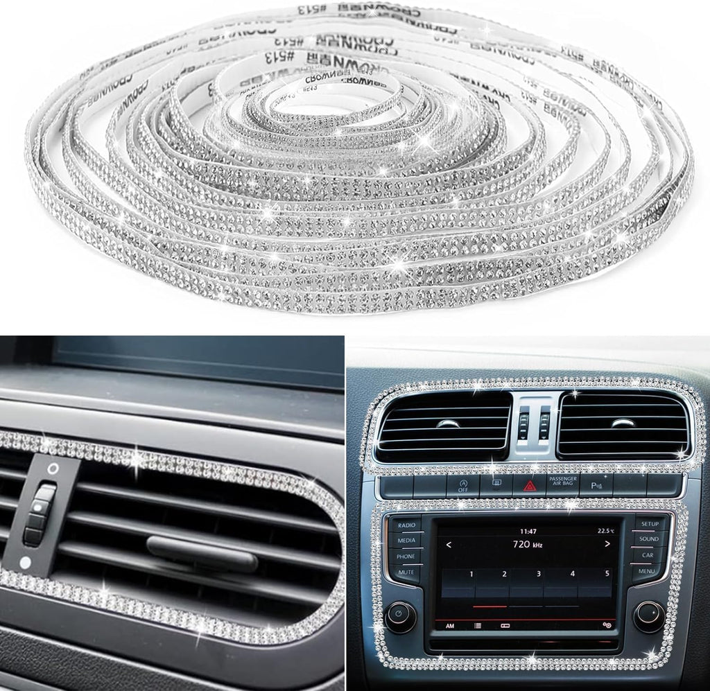 Kit d'intérieur de voiture 2 pièces avec Stickers Filet de Strass Shiny Et 1 pièce Bling Se