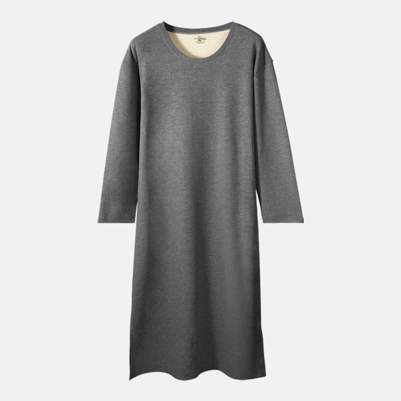 Homme AutomneHiver Manches longues Une piece Robe de nuit Longueur genou Peignoir Longue chemise de nuit