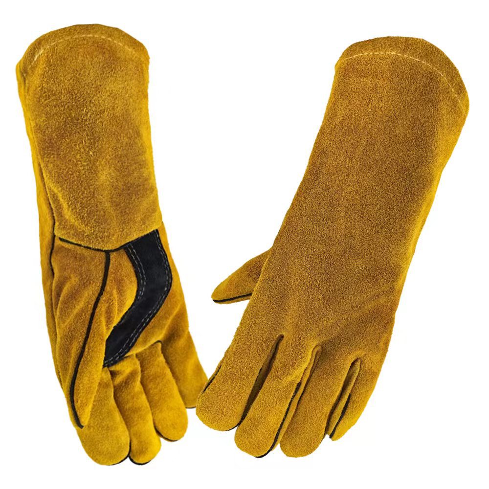 Outdoor Camping Gants BBQ Welding Non-slip résistant à l'usure Gants de protection en cuir Chaleur
