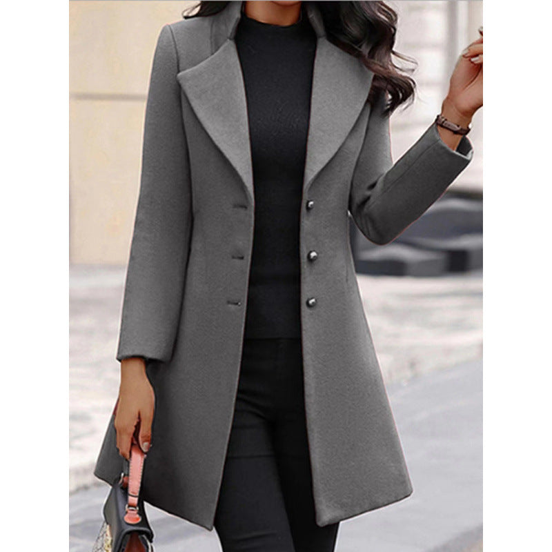 Manteau de laine d'hiver pour femmes - Pardessus chaud classique pour temps froid