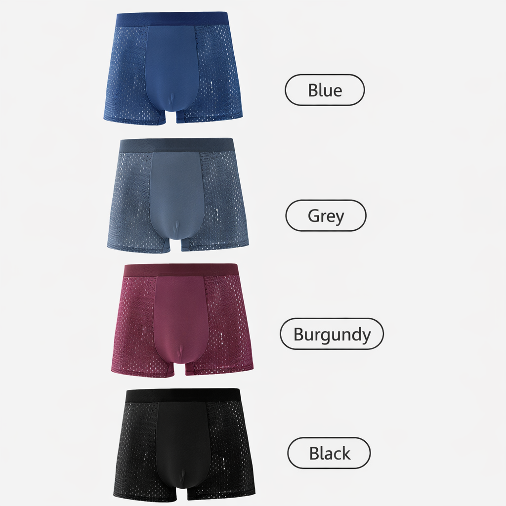 Hommes S Ice Silk Mesh Boxer Slip Respirant Ventilé Micro Mesh Sous-vêtements Lightweight Co
