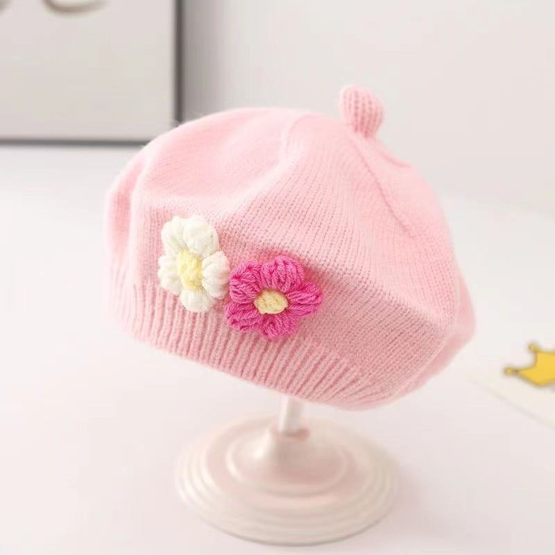 Chapeau bébé fille Béret tricoté en laine