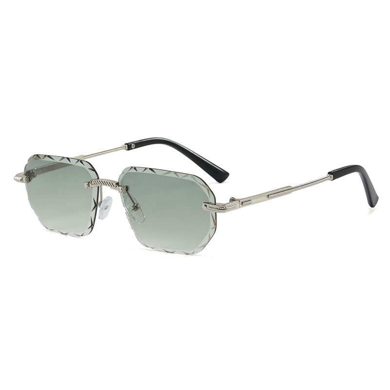 Lunettes de soleil sans cadre polygonale tendance pour femmes