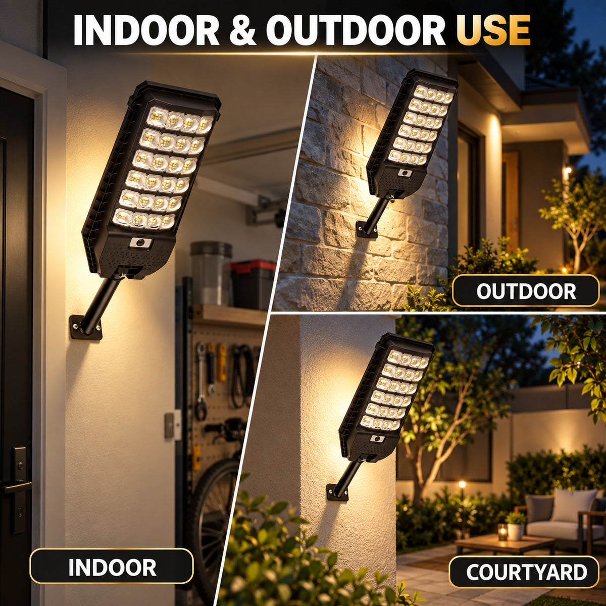 Solar Powered Motion Sensor Outdoor Light W7208 6 Noir pour Garden Yard Street Wall LED