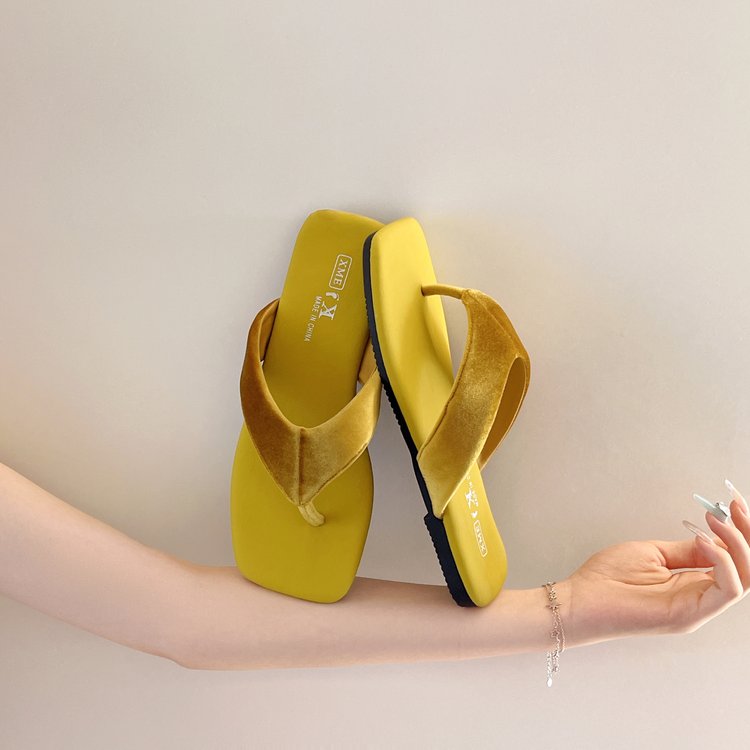 Femmes Soft Sole Flip Flops Summer Outdoor Flat Toe Post Pantoufles Casual Vacation Style B