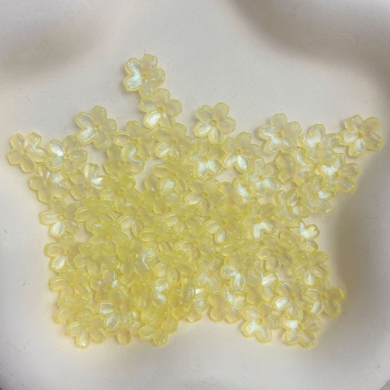 11mm Perles de fleur en acrylique 5-Petal Glitter