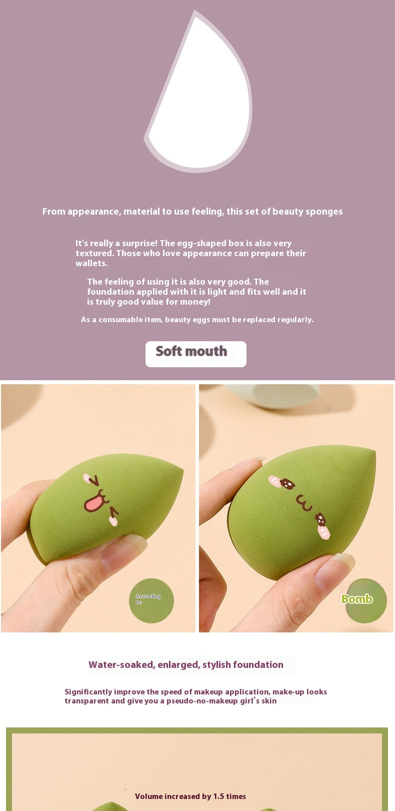 Cosmétiques Puff Puff Coussin Super Soft Smear-proof Beauty Blender Studio Sponge Egg