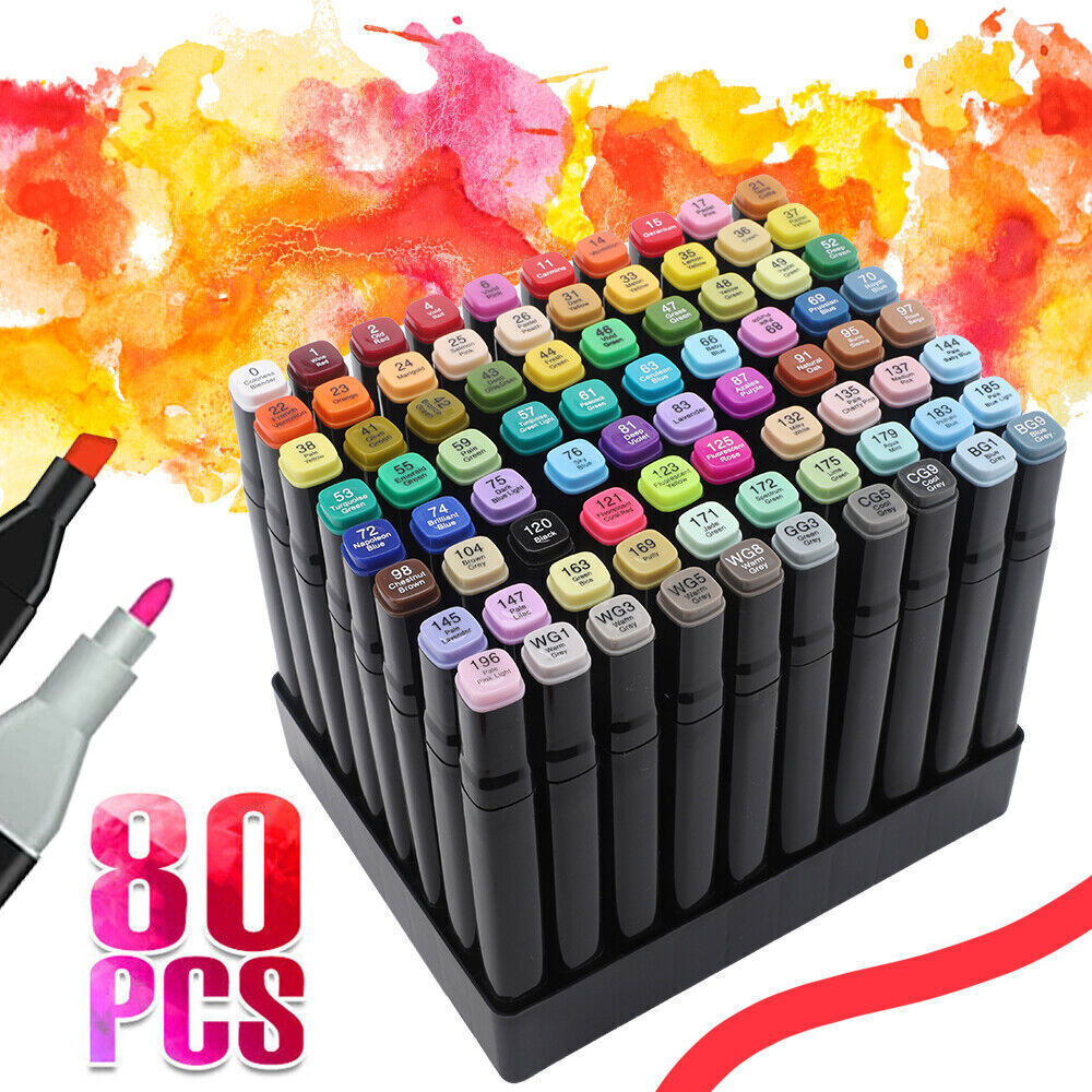 80 Farbe Acrylstifte Marker Set Stylo permanent bricolage Graffiti Sketch Dual Pen