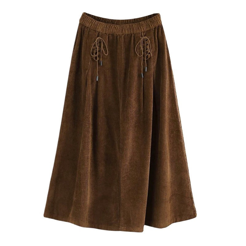 Lose Slim Fit Slimming High Waist Cramp Corduroy Grande Jupe Swing
