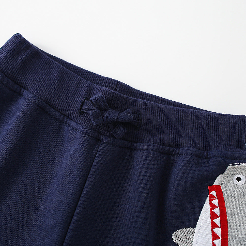 Garçons mélange de coton charrue Brodé pantalons de sport - Casual Loose Fit Joggers pour Ki