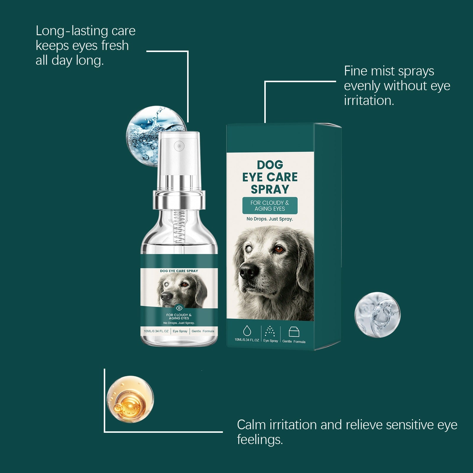 Spray pour soins aux yeux des chiens
