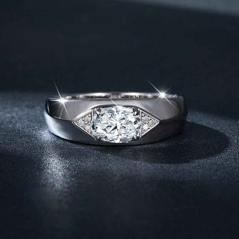 S925 Argent Sterling 1ct Marquise Moissanite Anneau Homme