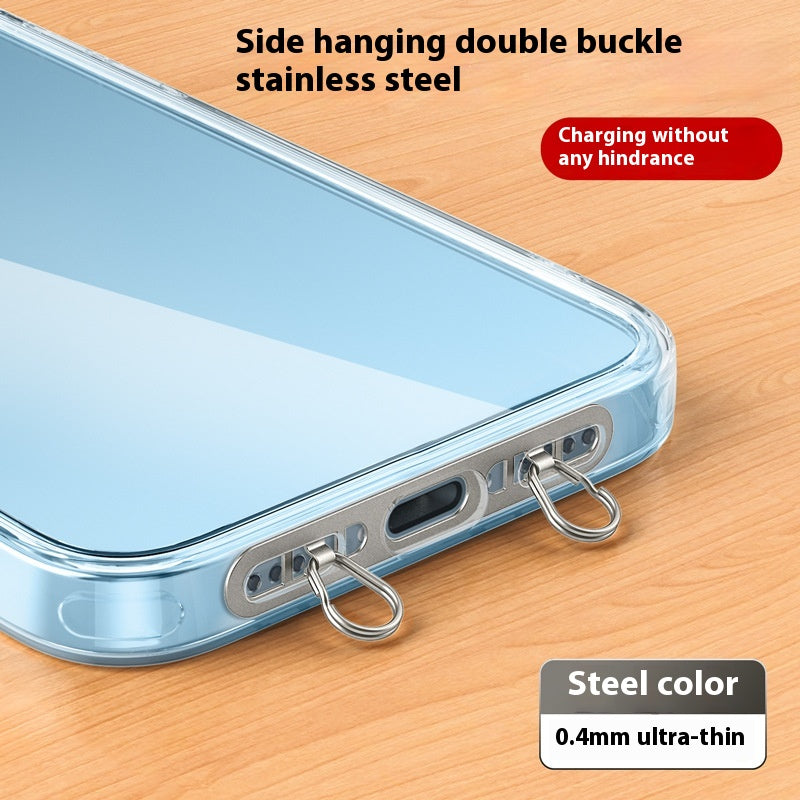 Téléphone mobile Lanyard Acier inoxydable côté suspension Clip anti-perte joint double boucle