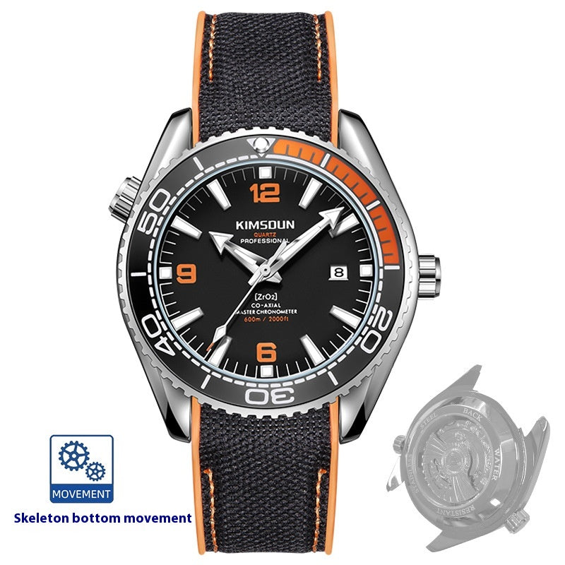 Montre mécanique bas transparent creux lumineux hommes