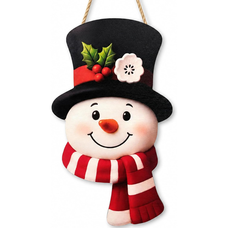 Décorations de Noël Snowman hiver bois panneau de bienvenue pour la porte avant