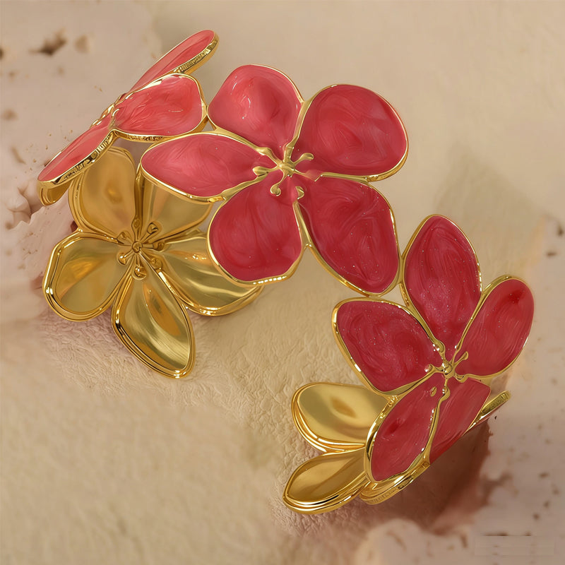 Femmes Enamel Fleur Claw Clip Gold Metal Grosses Pinces de requin floral Multi Couleur Jaw Cla