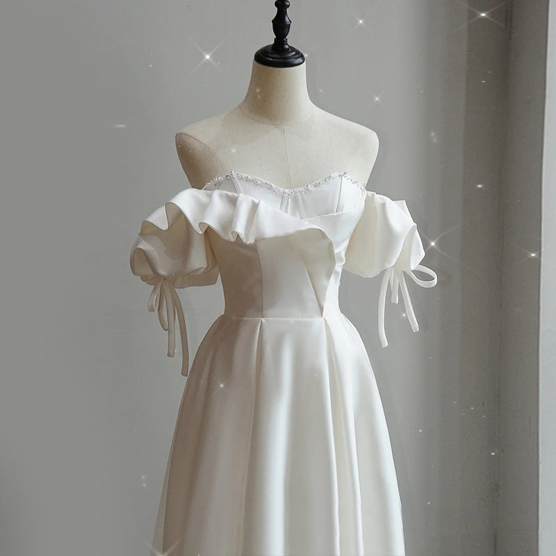 Satin léger robe de mariée Mariée Française Super Fée