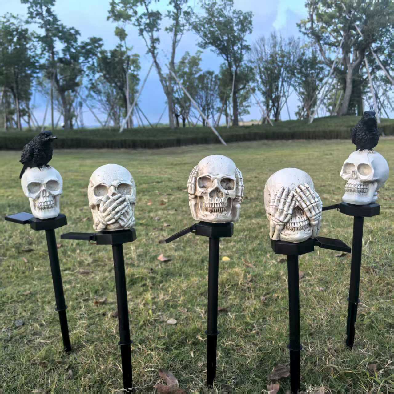 Lanterne en résine pour décors d'Halloween sur le thème du crâne